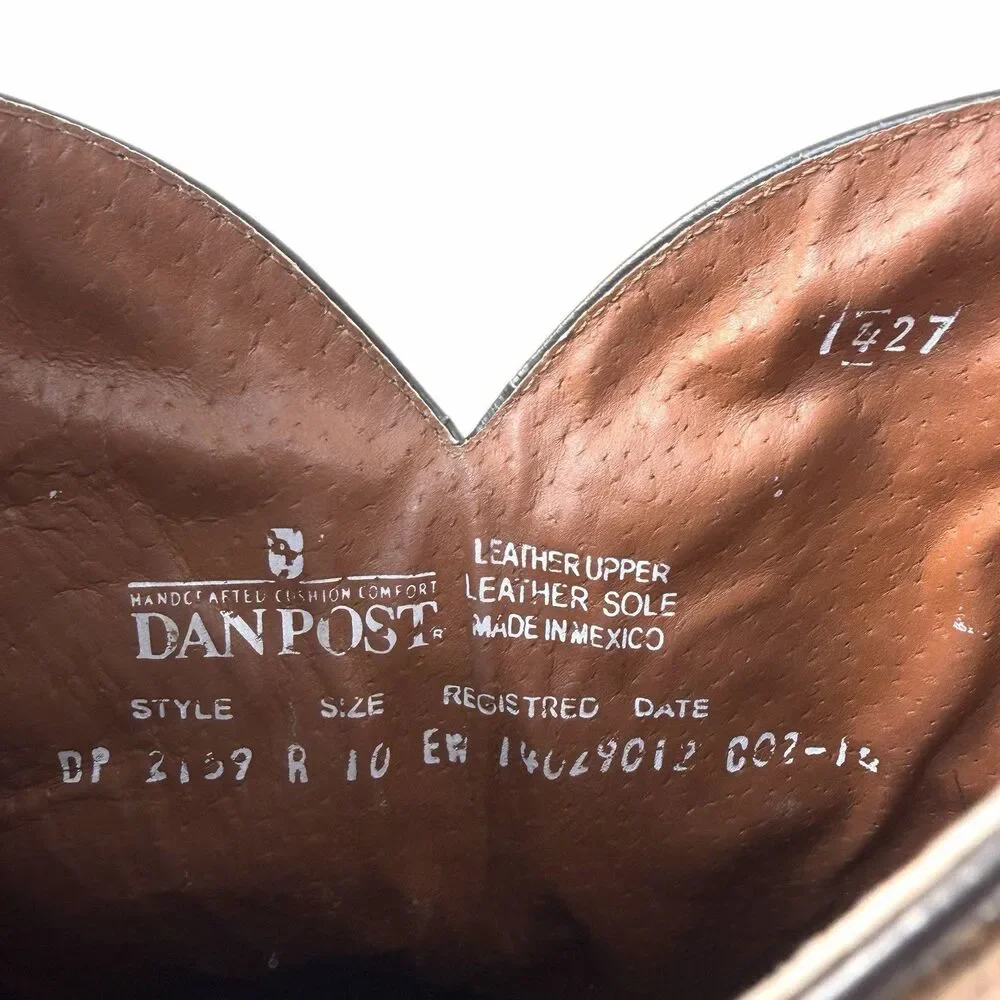 Dan Post Brown Distressed Leather Men 10 EW Extra Wide Cowboy Boot Renegade 2159
